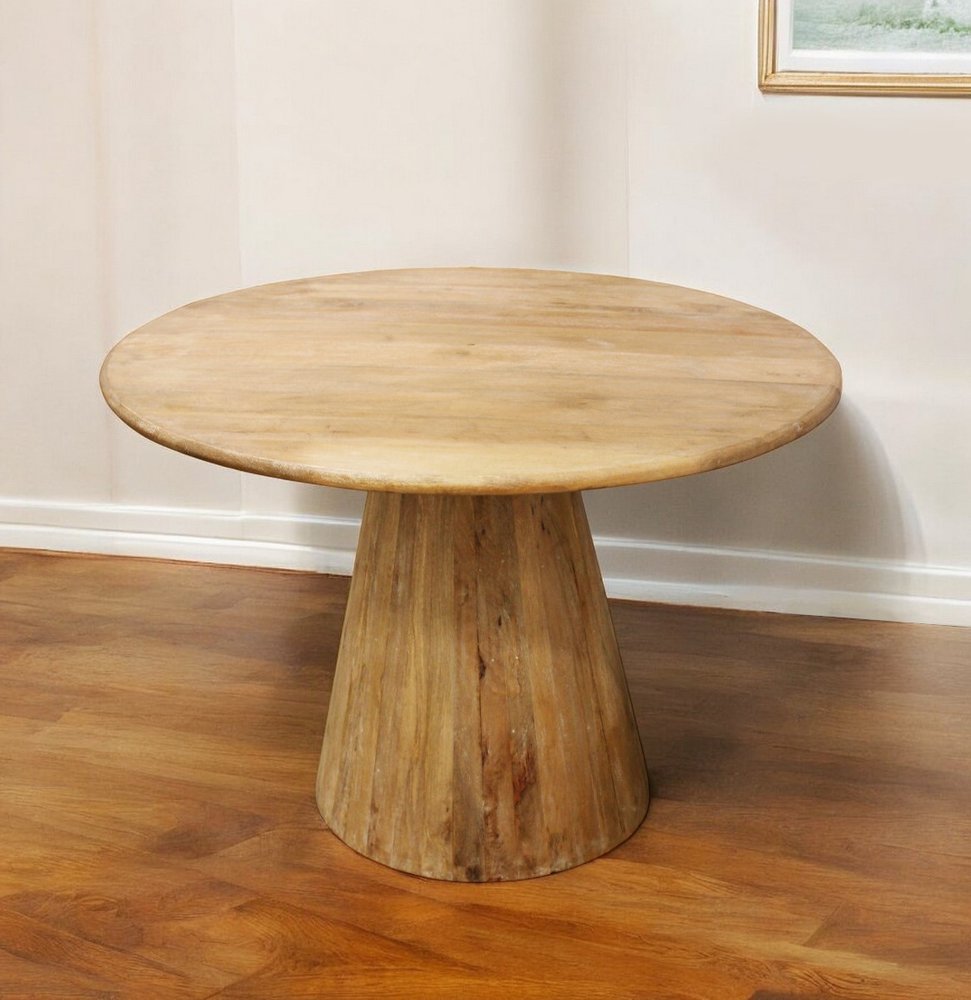 42" Natural Solid Wood Pedestal Base Round Top Dining Table HomeRoots