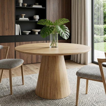 42" Natural Solid Wood Pedestal Base Round Top Dining Table HomeRoots