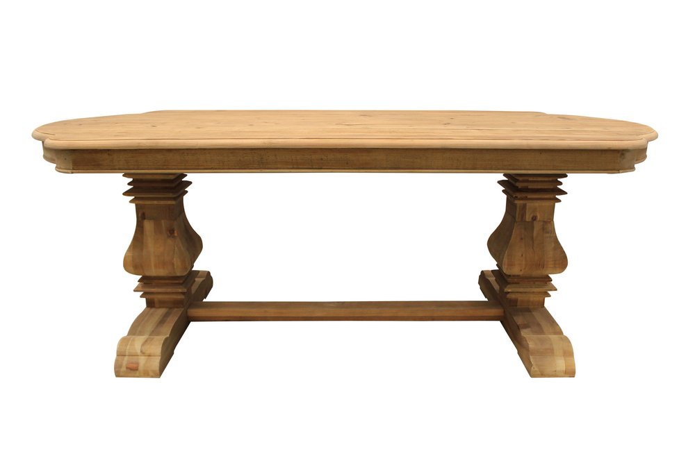 84" Natural Solid Wood Trestle Base Dining Table HomeRoots