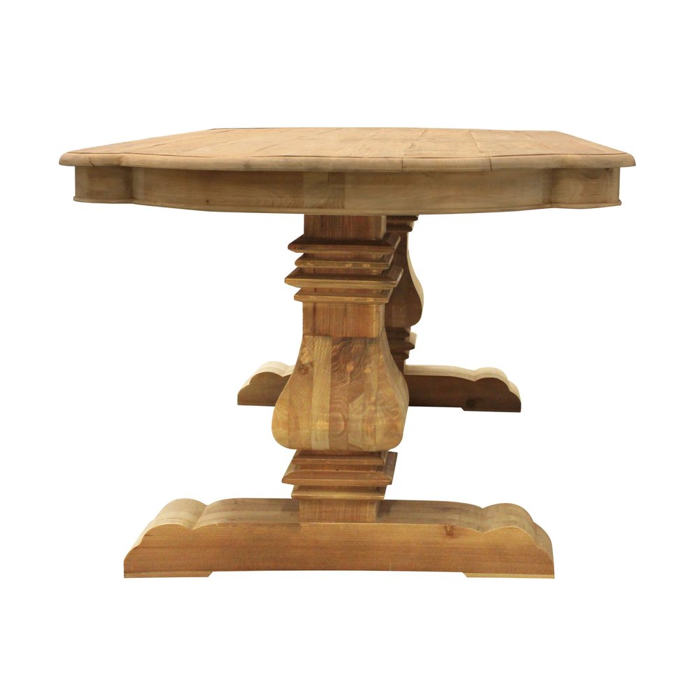 84" Natural Solid Wood Trestle Base Dining Table HomeRoots