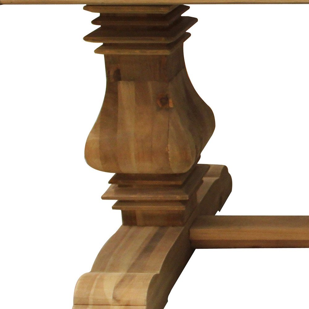 84" Natural Solid Wood Trestle Base Dining Table HomeRoots
