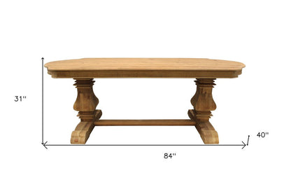 84" Natural Solid Wood Trestle Base Dining Table HomeRoots