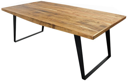 63" Natural And Black Solid Wood And Iron Sled Base Dining Table HomeRoots