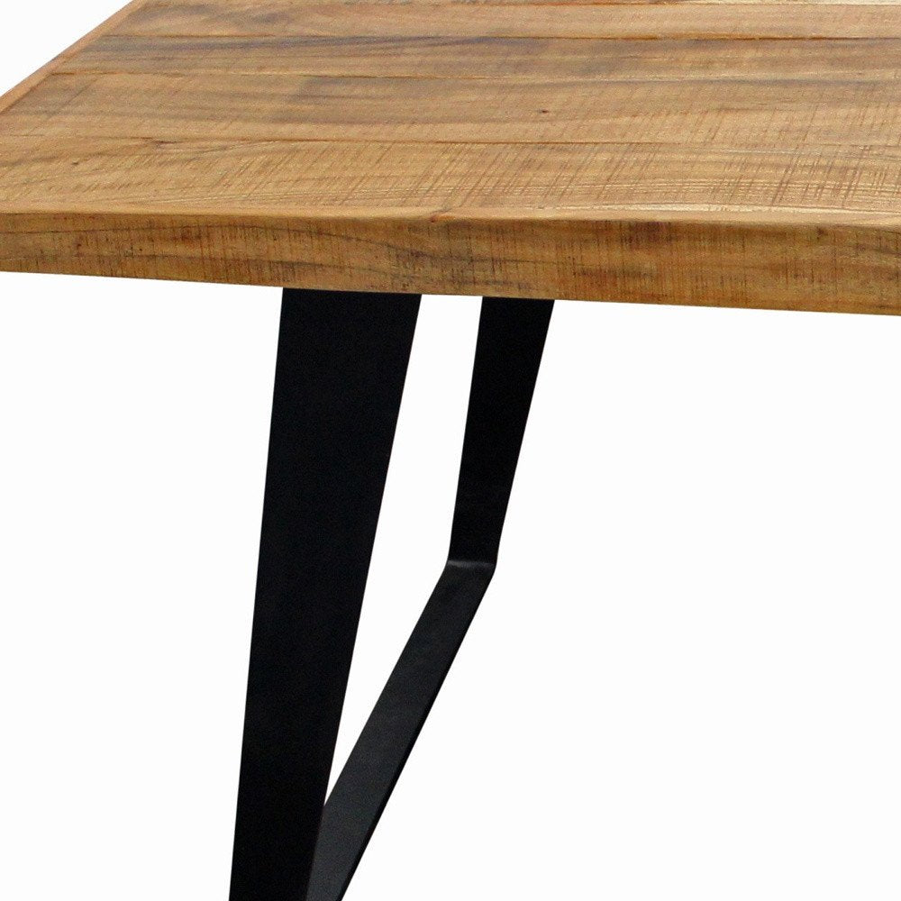 63" Natural And Black Solid Wood And Iron Sled Base Dining Table HomeRoots