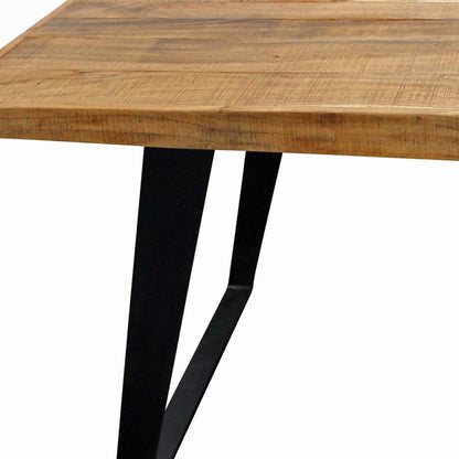 63" Natural And Black Solid Wood And Iron Sled Base Dining Table HomeRoots