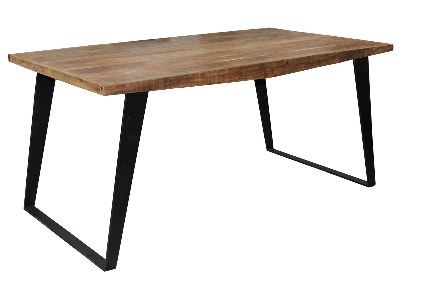 84" Natural And Black Solid Wood And Iron Sled Base Dining Table