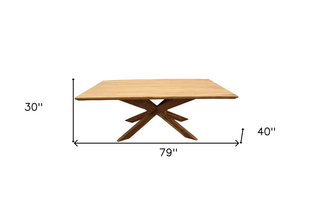 79" Natural Solid Wood Pedestal Base Dining Table HomeRoots