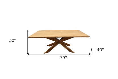 79" Natural Solid Wood Pedestal Base Dining Table HomeRoots