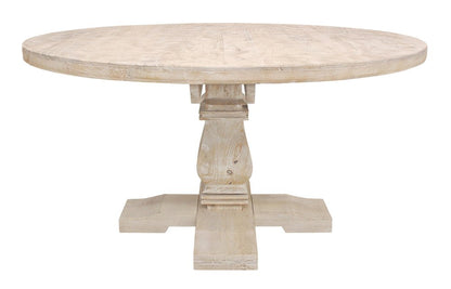 58" Natural Rounded Solid Wood Pedestal Base Dining Table HomeRoots