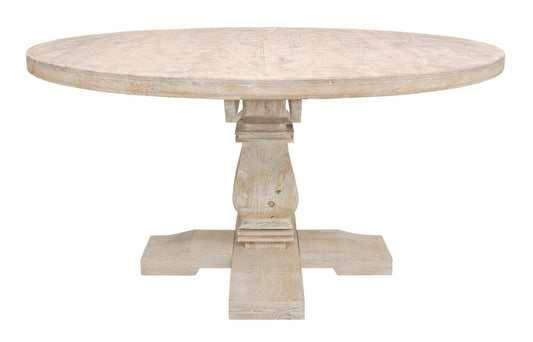 58" Natural Rounded Solid Wood Pedestal Base Dining Table HomeRoots