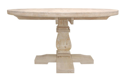 58" Natural Rounded Solid Wood Pedestal Base Dining Table HomeRoots