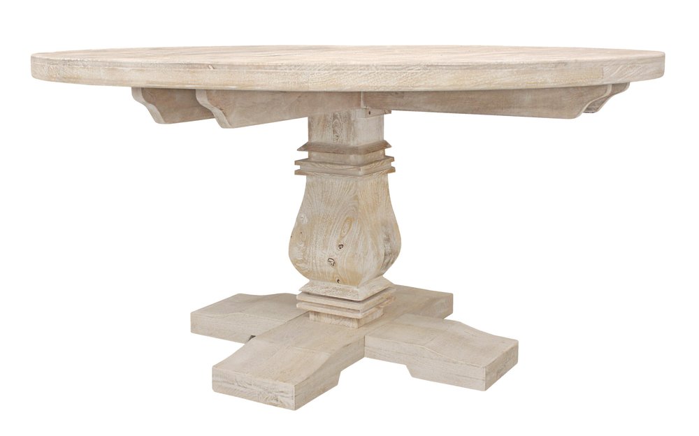 58" Natural Rounded Solid Wood Pedestal Base Dining Table HomeRoots
