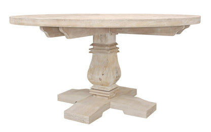 58" Natural Rounded Solid Wood Pedestal Base Dining Table HomeRoots
