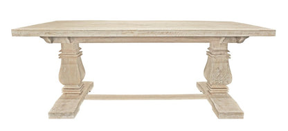 81" Antiqued White Solid Wood Trestle Base Dining Table HomeRoots