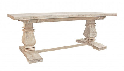 81" Antiqued White Solid Wood Trestle Base Dining Table HomeRoots