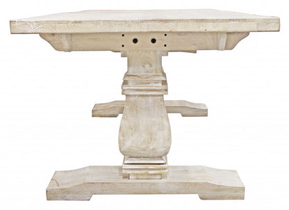 81" Antiqued White Solid Wood Trestle Base Dining Table HomeRoots