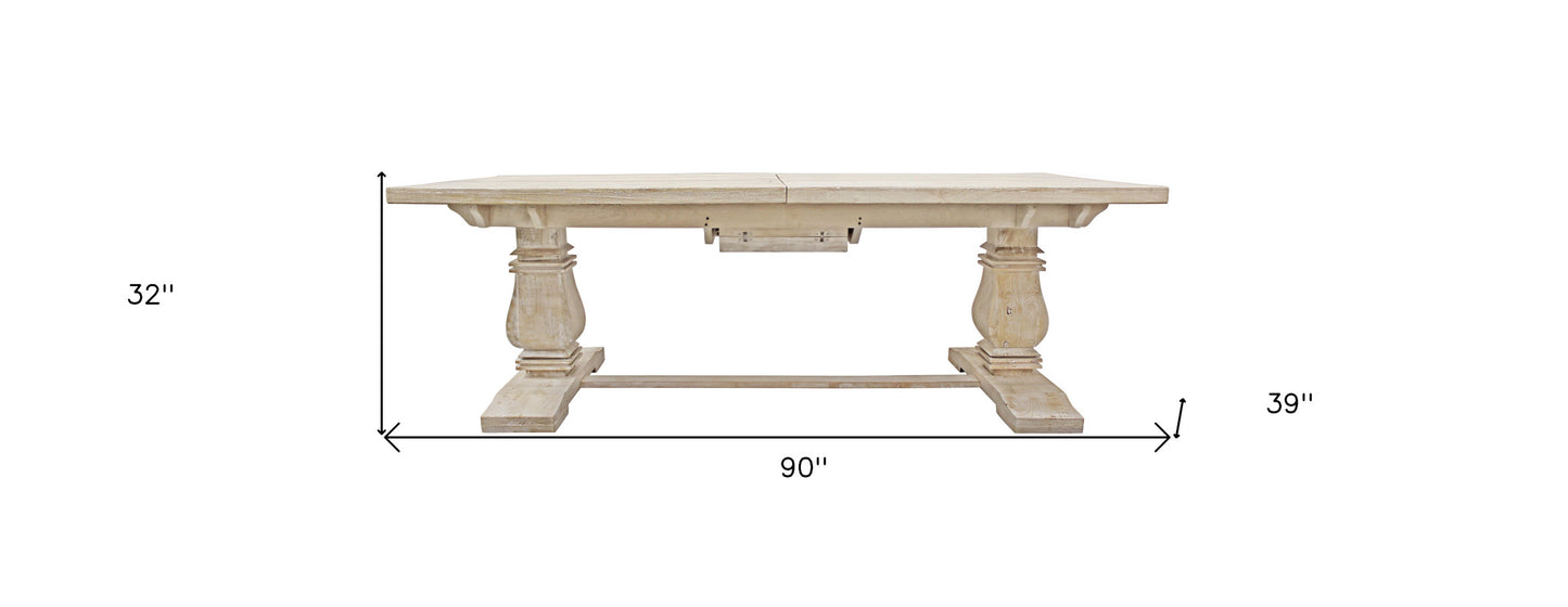 90" Light Brown Rectangular Solid Wood Butterfly Leaf Dining Table