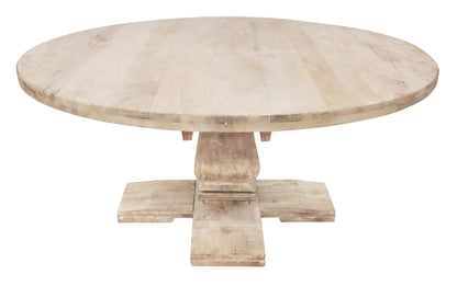 70" Brown Rounded Solid Wood Pedestal Base Dining Table