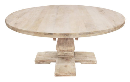 70" Brown Rounded Solid Wood Pedestal Base Dining Table HomeRoots