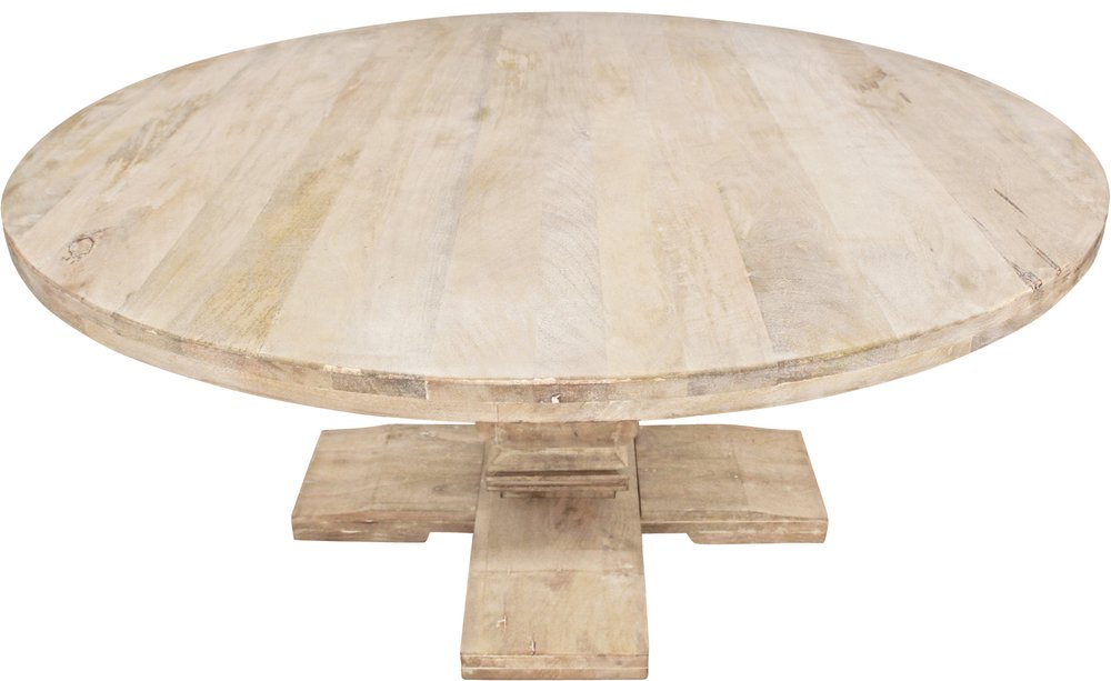 70" Brown Rounded Solid Wood Pedestal Base Dining Table HomeRoots
