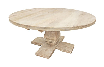 70" Brown Rounded Solid Wood Pedestal Base Dining Table HomeRoots