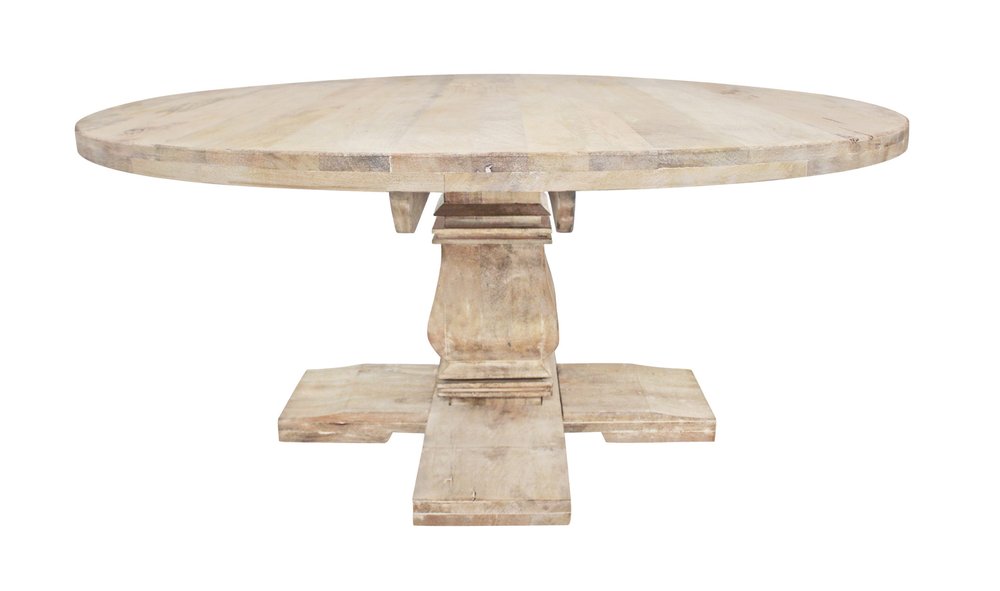70" Brown Rounded Solid Wood Pedestal Base Dining Table HomeRoots