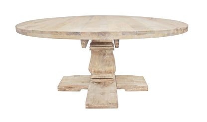 70" Brown Rounded Solid Wood Pedestal Base Dining Table HomeRoots