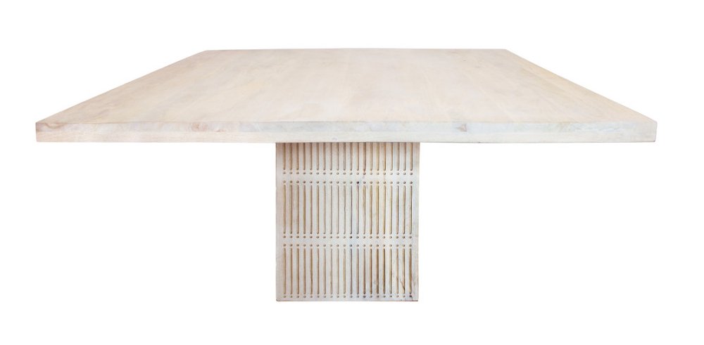 60" Ivory Square Solid Wood Pedestal Base Dining Table HomeRoots