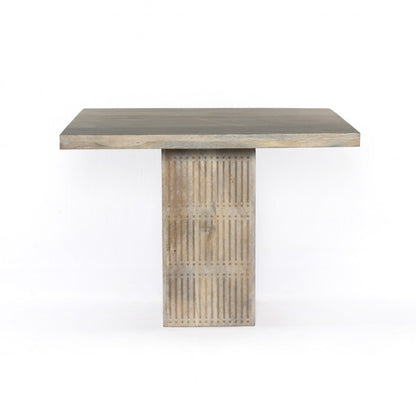 42" Natural Square Solid Wood Pedestal Base Dining Table HomeRoots