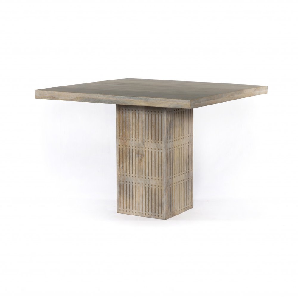 42" Natural Square Solid Wood Pedestal Base Dining Table HomeRoots