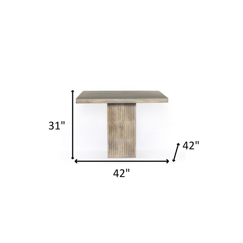 42" Natural Square Solid Wood Pedestal Base Dining Table HomeRoots