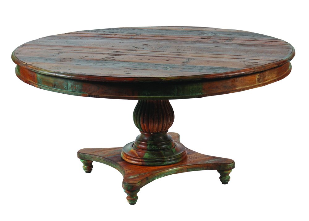 42" Brown Rounded Rustic Reclaimed Solid Wood Dining Table HomeRoots