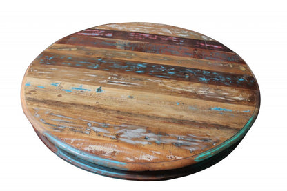 42" Brown Rounded Rustic Reclaimed Solid Wood Dining Table HomeRoots