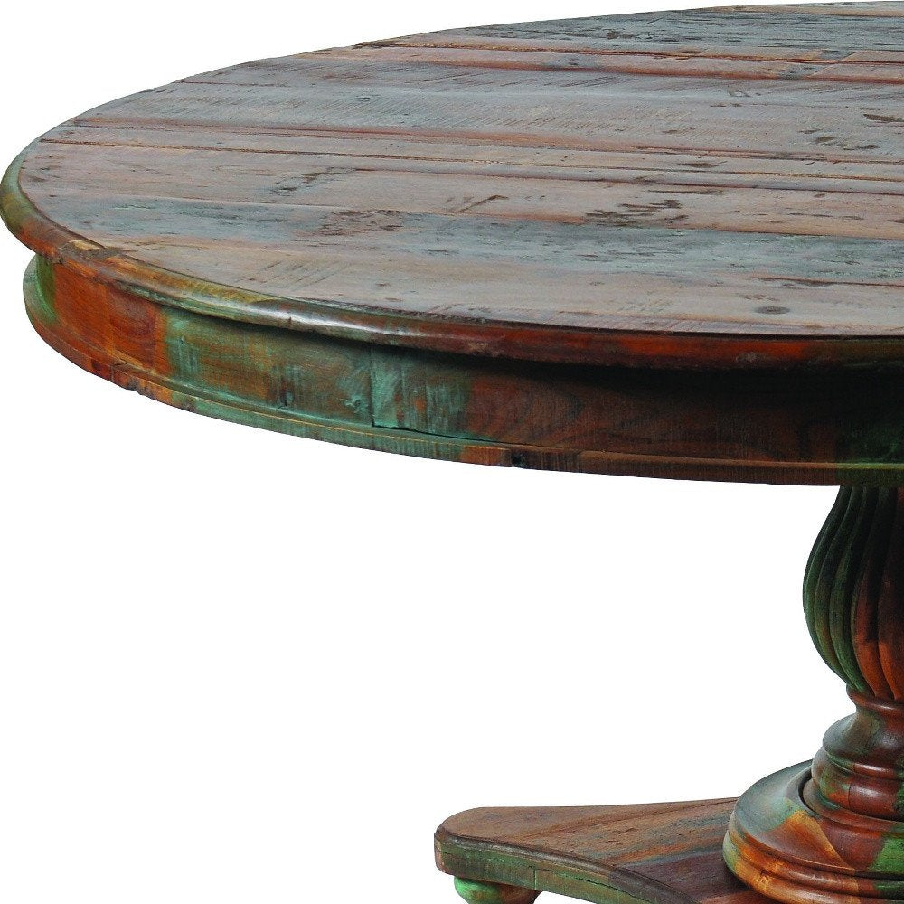 72" Brown Rounded Solid Wood Dining Table HomeRoots