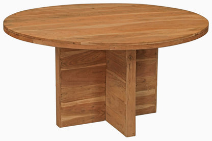60" Natural Rounded Solid Wood Pedestal Base Dining Table HomeRoots