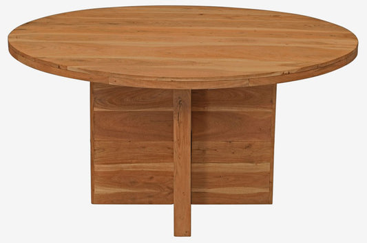 60" Natural Rounded Solid Wood Pedestal Base Dining Table HomeRoots