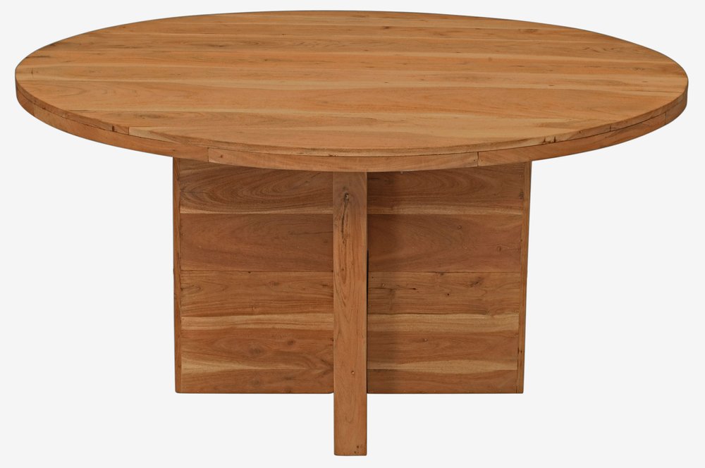 60" Natural Rounded Solid Wood Pedestal Base Dining Table HomeRoots