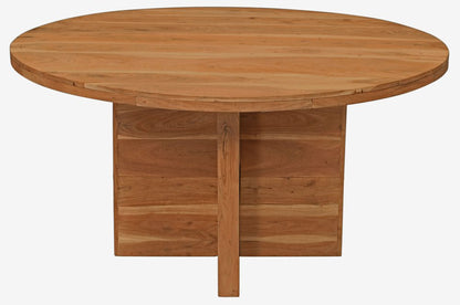 60" Natural Rounded Solid Wood Pedestal Base Dining Table HomeRoots