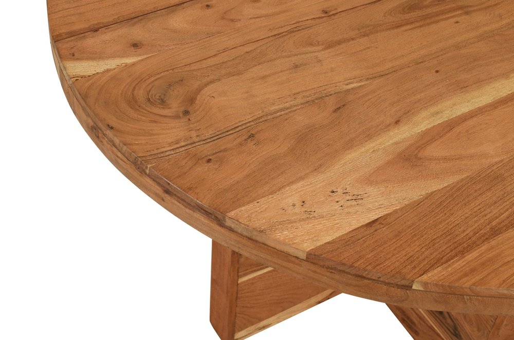 60" Natural Rounded Solid Wood Pedestal Base Dining Table HomeRoots