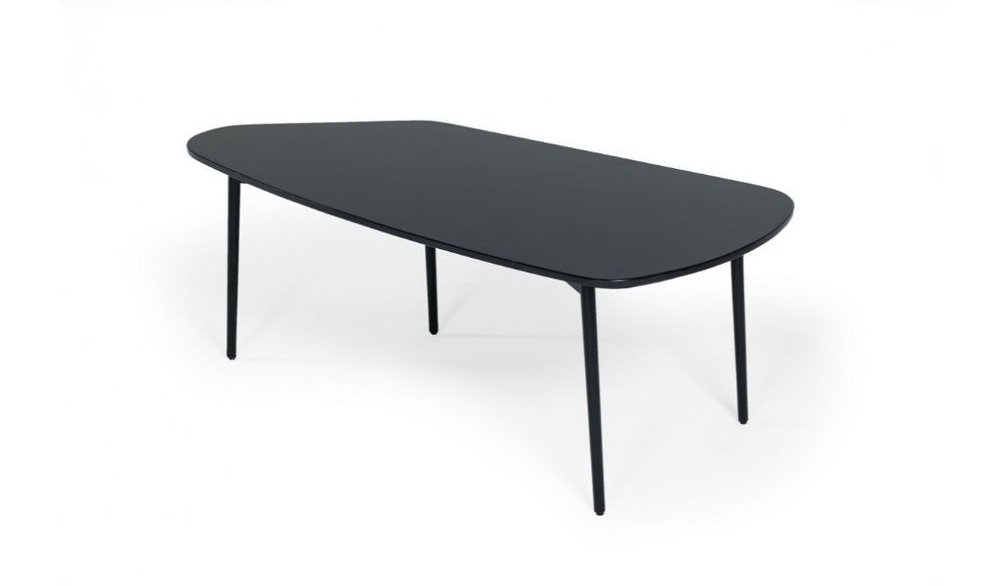 47" Black Faux Marble And Steel Free Form Coffee Table HomeRoots