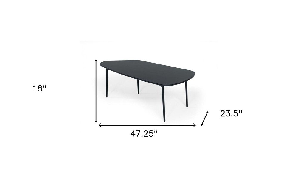 47" Black Faux Marble And Steel Free Form Coffee Table HomeRoots