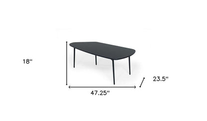 47" Black Faux Marble And Steel Free Form Coffee Table HomeRoots