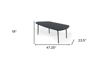 47" Black Faux Marble And Steel Free Form Coffee Table HomeRoots