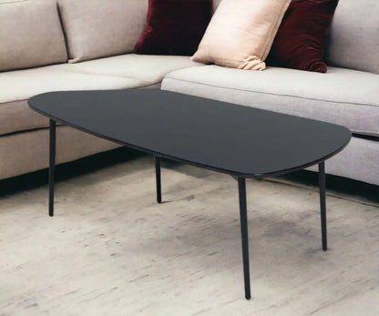 47" Black Faux Marble And Steel Free Form Coffee Table HomeRoots