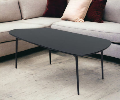 47" Black Faux Marble And Steel Free Form Coffee Table HomeRoots