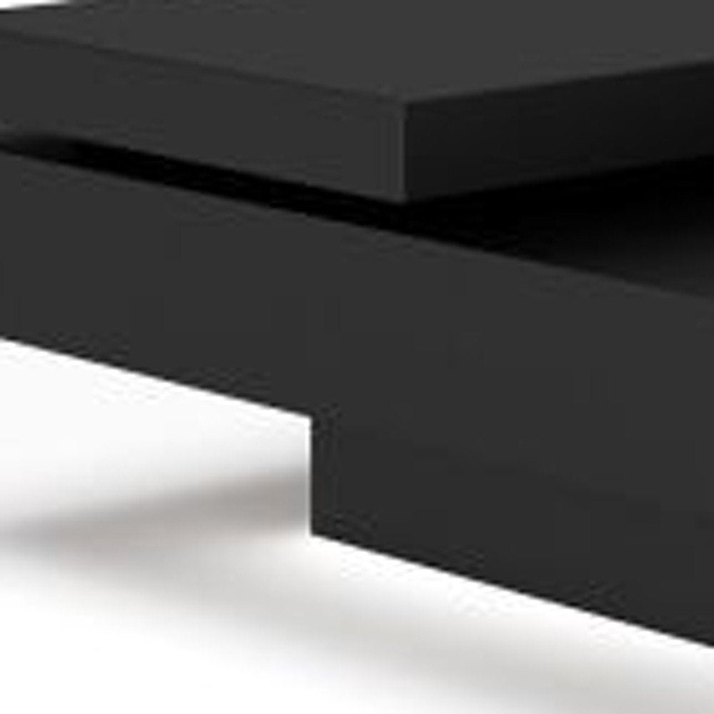 39" Brown and Black Wood Square Block Coffee Table With Drawer HomeRoots