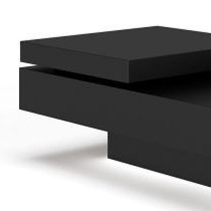 39" Brown and Black Wood Square Block Coffee Table With Drawer HomeRoots