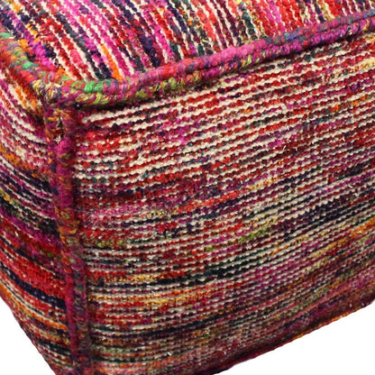 18" Pink Wool Cube Pouf Ottoman HomeRoots