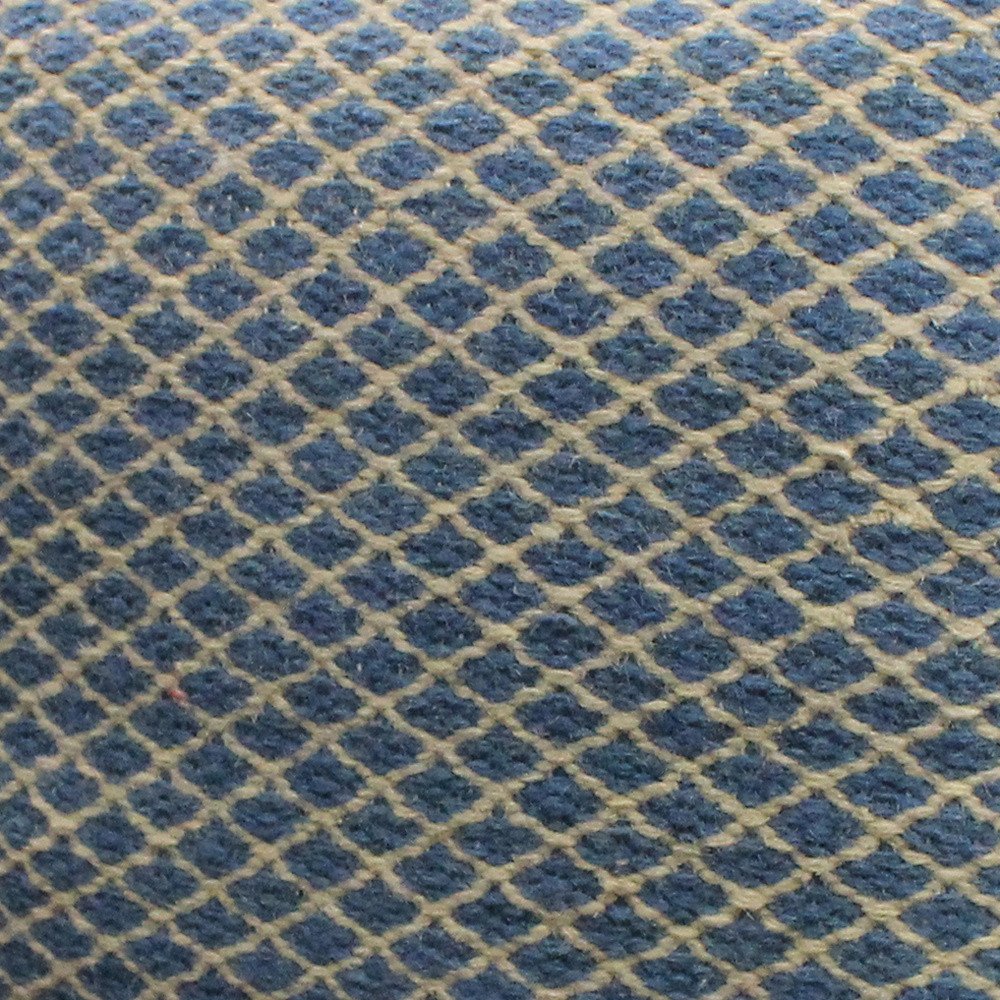 18" Blue and Beige Wool Cube Trellis Pouf Ottoman HomeRoots