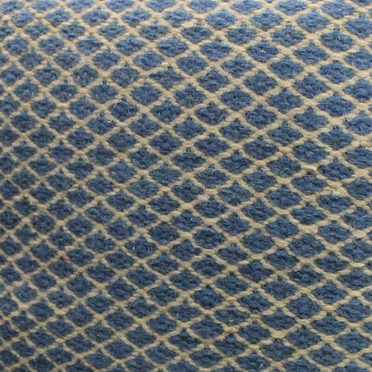 18" Blue and Beige Wool Cube Trellis Pouf Ottoman HomeRoots